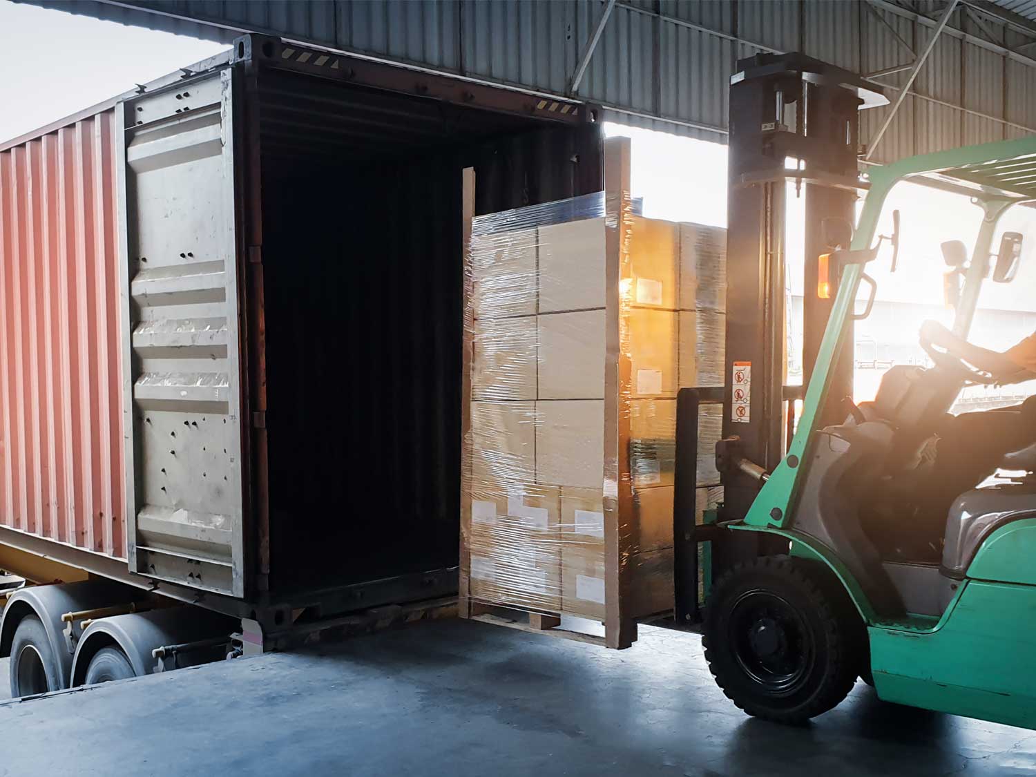 Forklift loading container